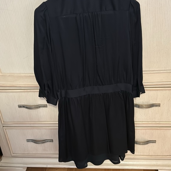 Black satin dress by Milly with stunning rhinestone bow shaped buttons - Picture 2 of 5